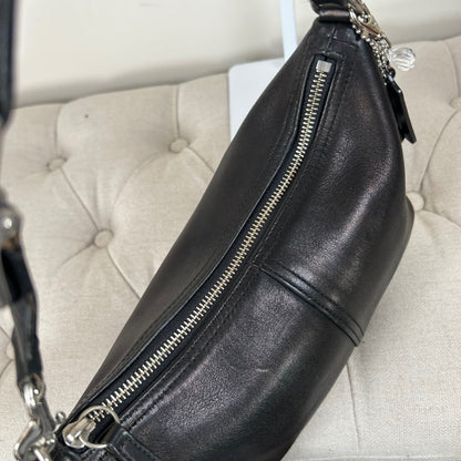 Coach Black Leather Mini Shoulder Bag Handbag H23-9596