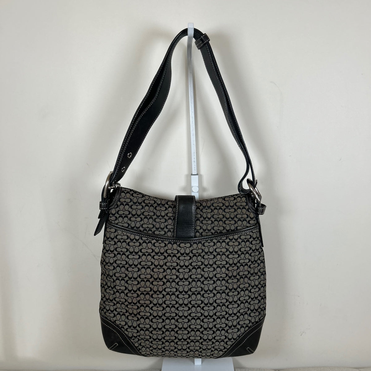 Coach Soho Black Signature Monogram Convertible Shoulder Bag F3K-6376