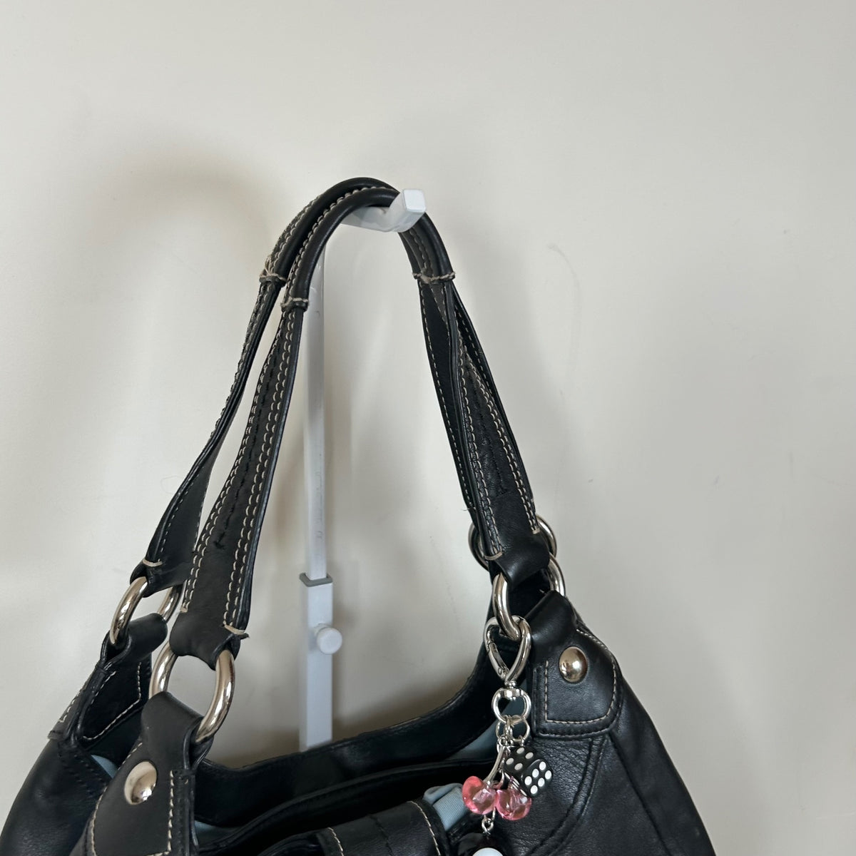 Coach Black Leather 3 Compartment Shoulder Bag Silver Buckle D1069-F15075