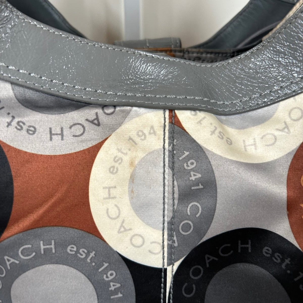 Coach Grey & Orange Buckle Front 3 Compartment Shoulder Bag D1082-F15198