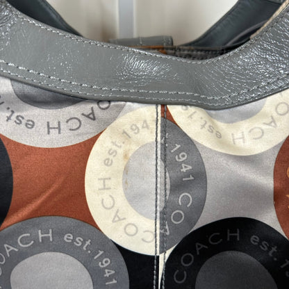 Coach Grey & Orange Buckle Front 3 Compartment Shoulder Bag D1082-F15198