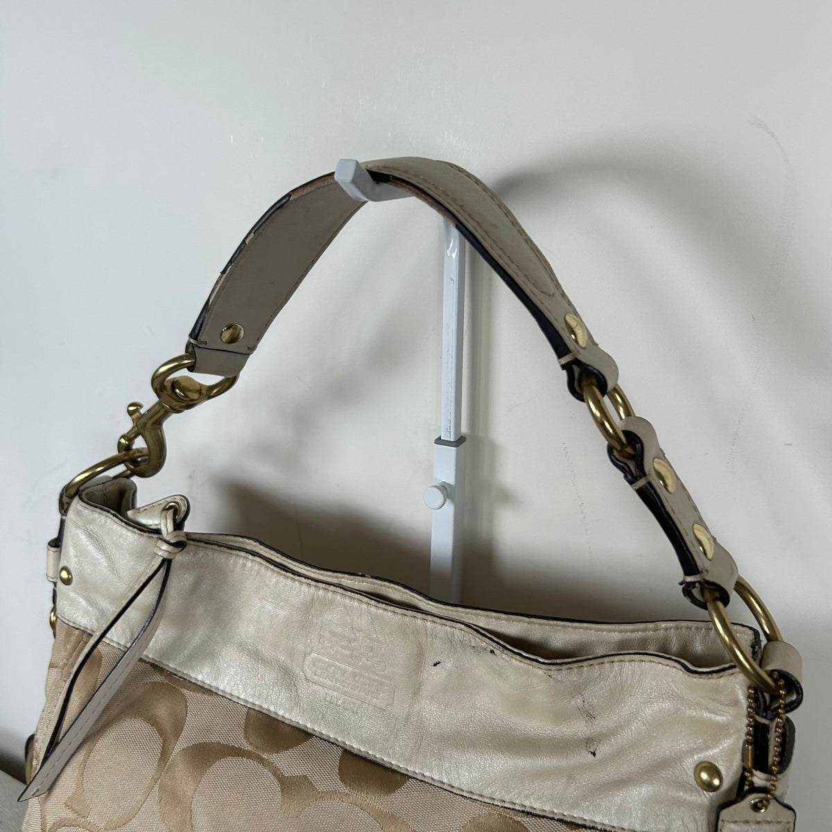 Coach Beige Monogram Zoe Shoulder Bag M0868-12674
