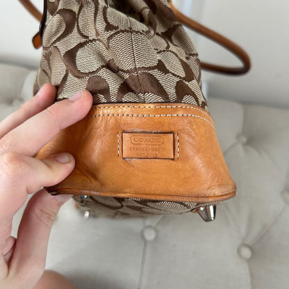 Coach Beige Hampton Monogram Shoulder Bag J3J-6366