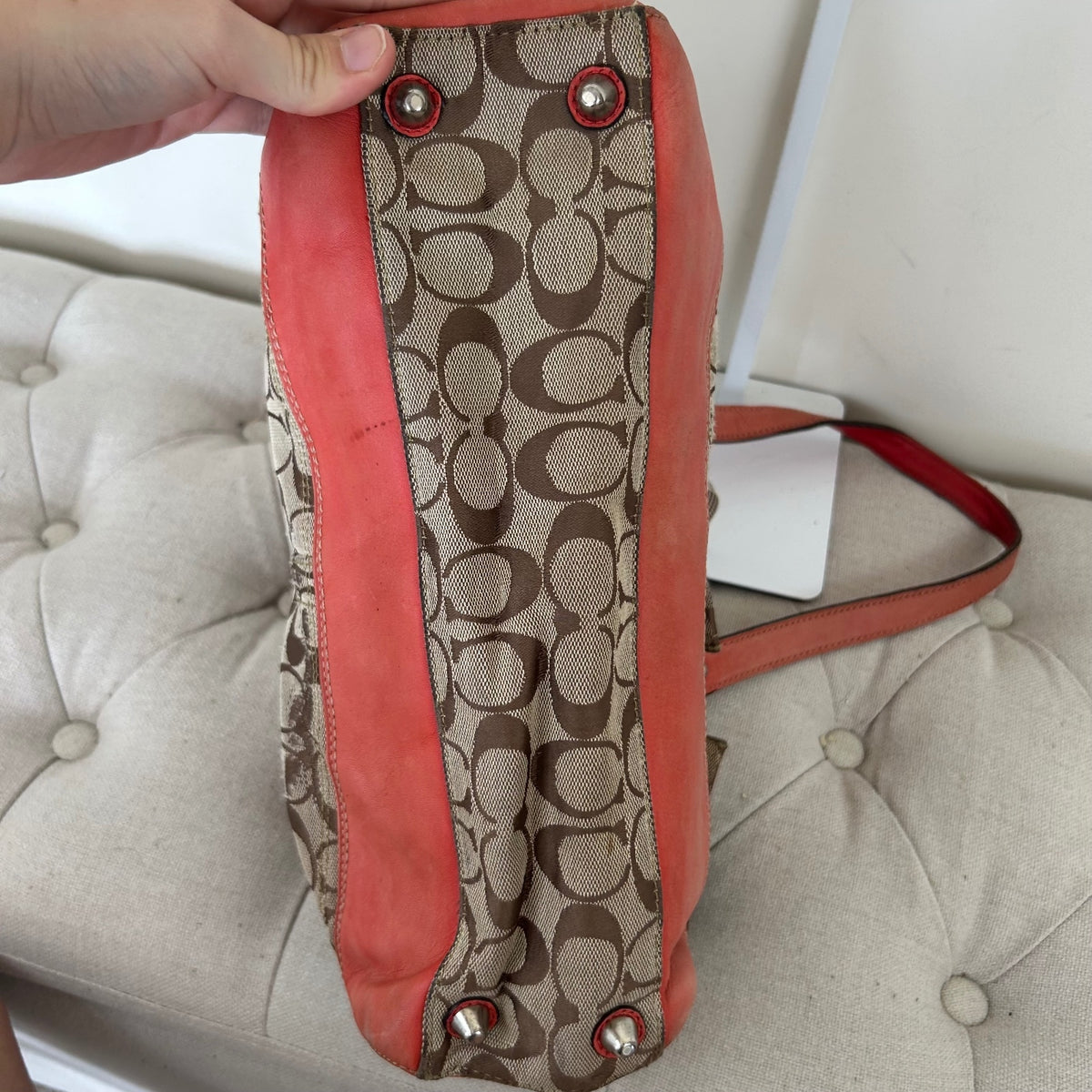 Coach Brown Monogram Turnlock Red Stripe Shoulder Bag K0872-F13070