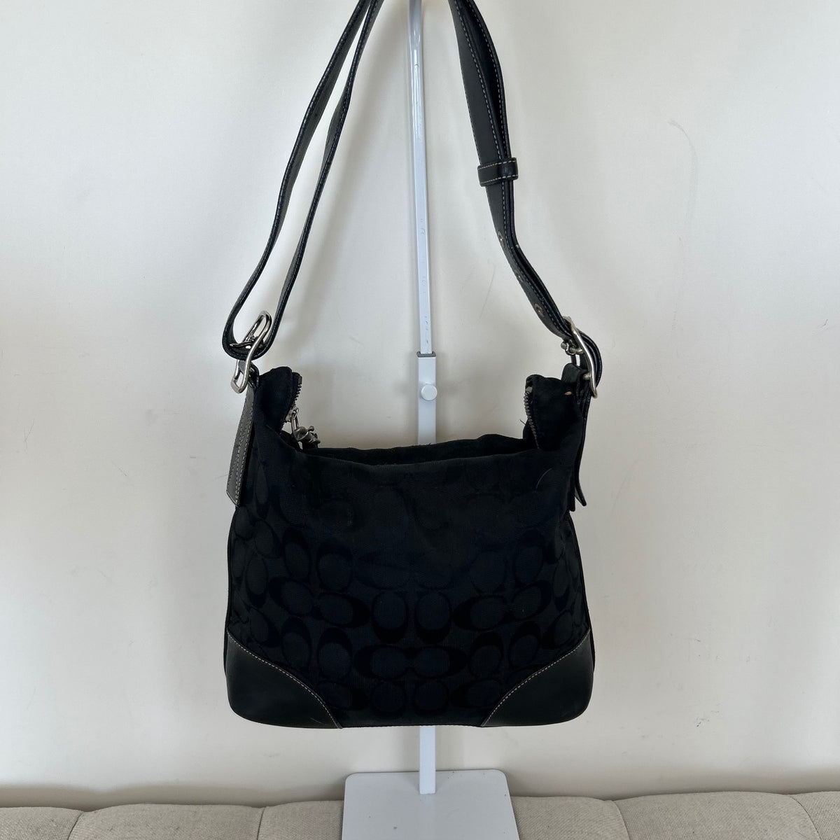 Coach Black Monogram Convertible Shoulder Bag J2K-6347