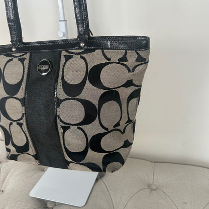 Coach Black Signature Monogram Stripe Tote Bag D1380-F21950