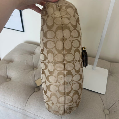 Coach Soho Beige Gold Signature Monogram Shoulder Bag J1160-F17093