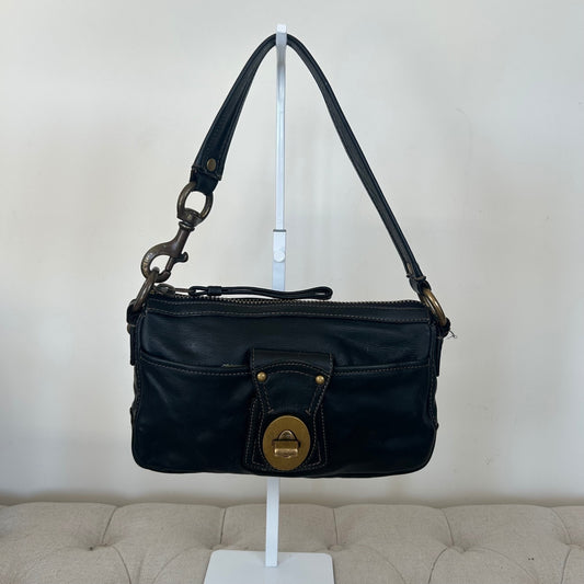 Coach Legacy Black Shoulder Bag Gold Turnlock F063-10326