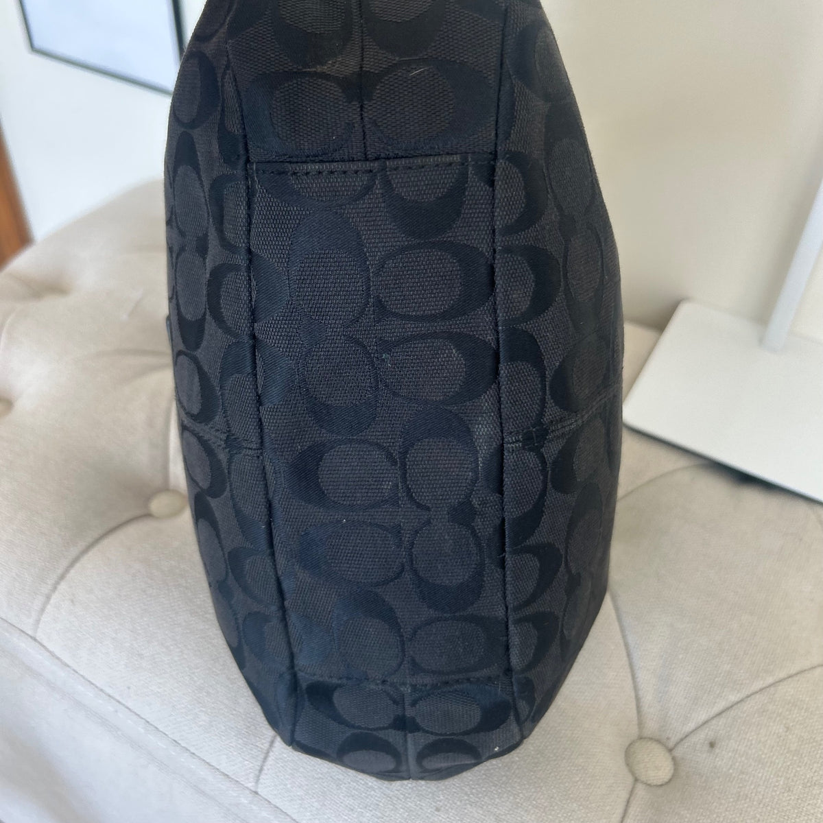 Coach Black Signature Monogram 3 Compartment Shoulder Bag K1020-F15514