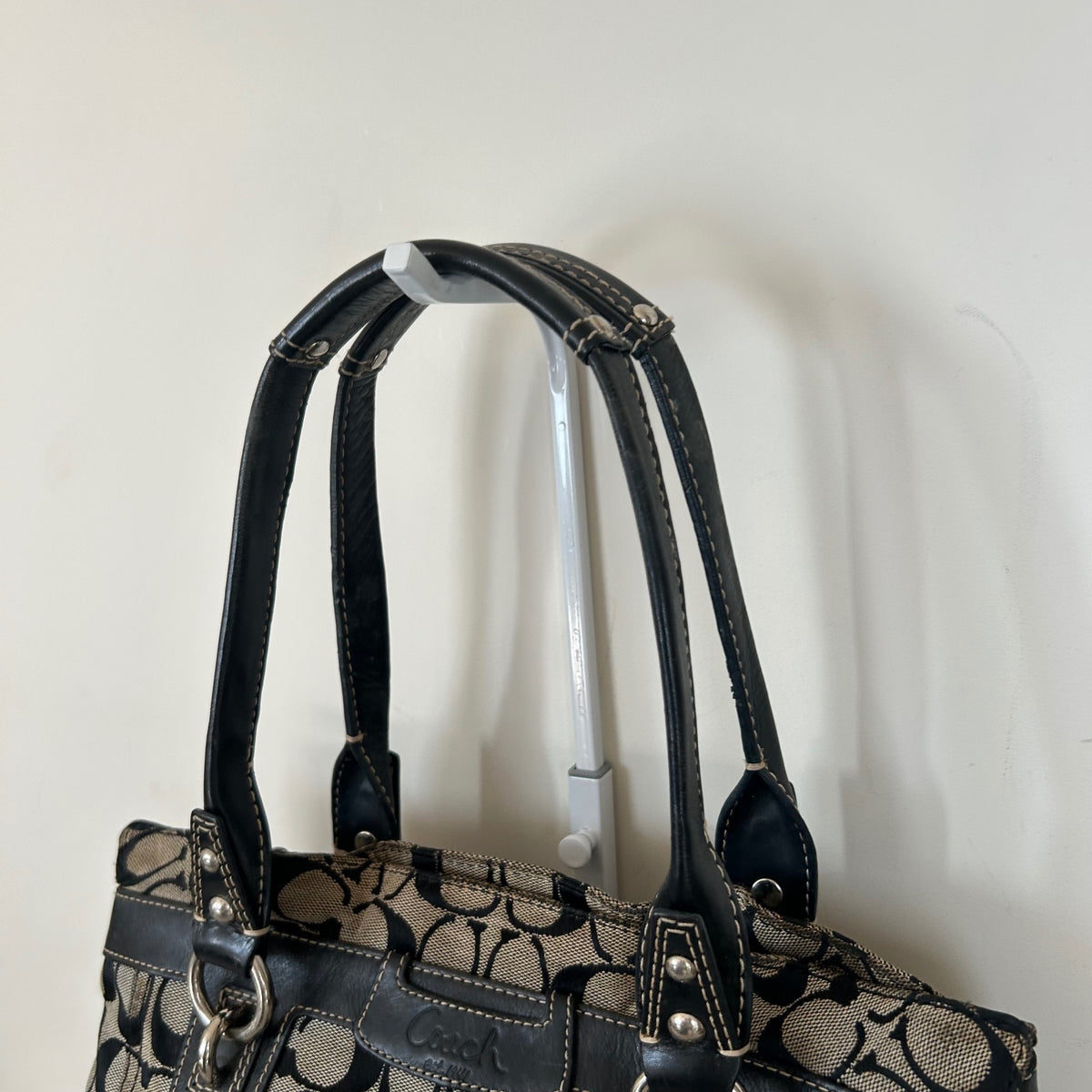 Coach Penelope Black Monogram 3 Compartment Shoulder Bag C1026-F14696