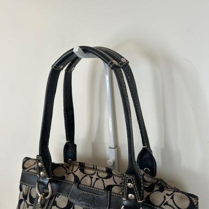 Coach Penelope Black Monogram 3 Compartment Shoulder Bag C1026-F14696