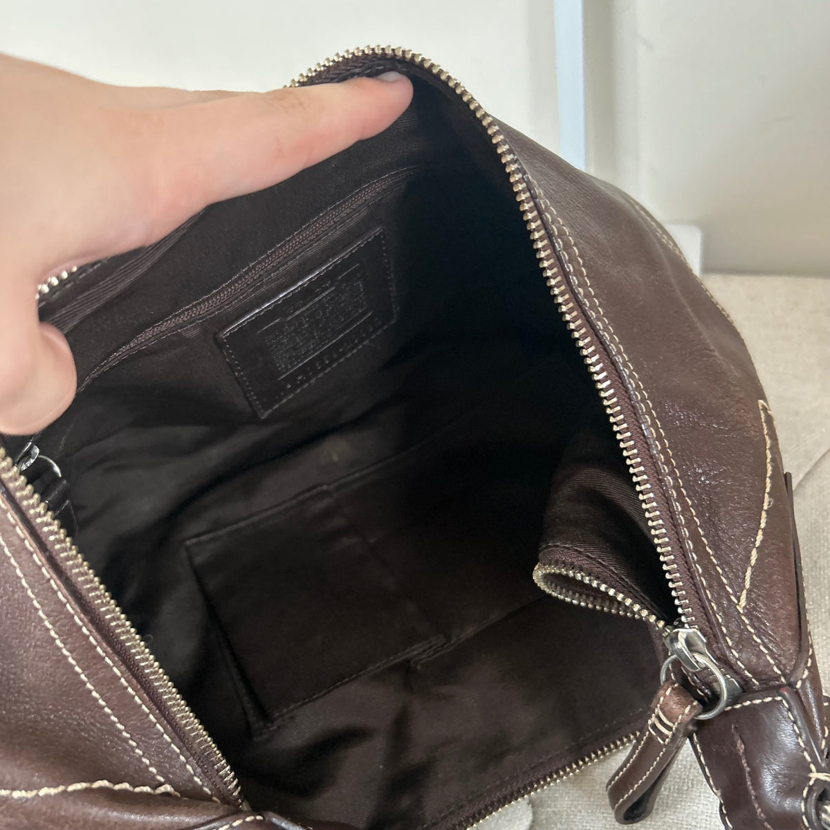 HiCoach Large Brown Leather Hobo Bag H0669-10032