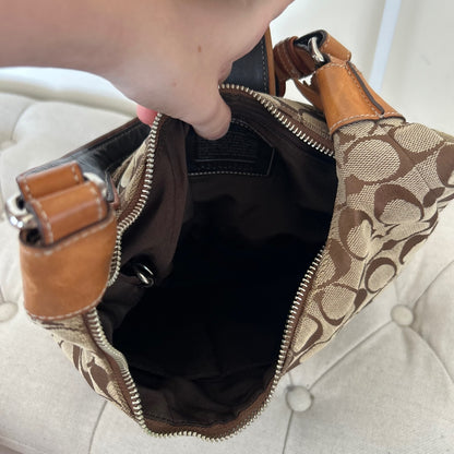 Coach Brown Signature Monogram Hampton Shoulder Bag G04J-6824