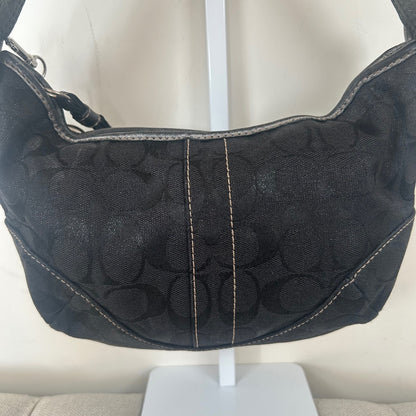 Coach Black Monogram Soho Hobo Shoulder Bag Metallic Snakeskin Strap F05Q-8K35