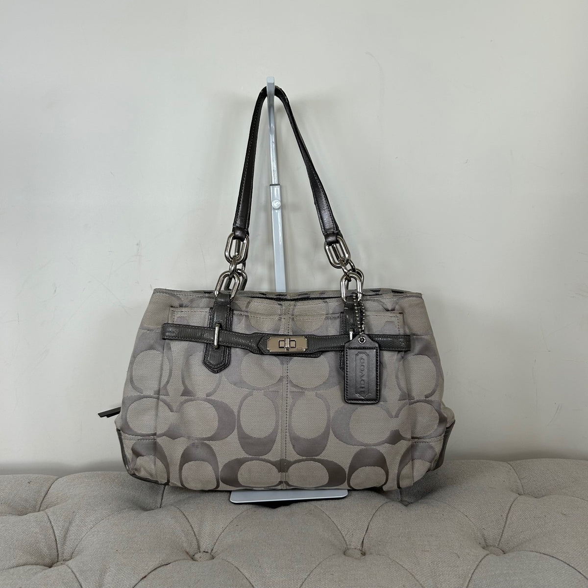 Coach Grey Monogram 3 Compartment Shoulder Bag C1173-17806