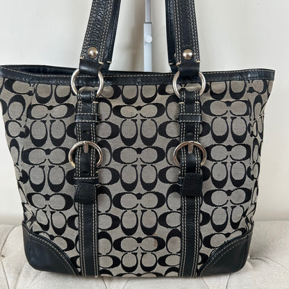 Coach Black Monogram Satchel Tote Shoulder Bag D0749-10987