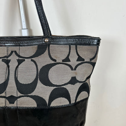 Coach Black Patent Signature Stripe Tote Bag C0868-12429