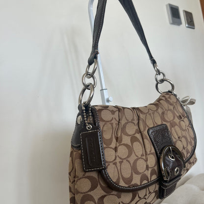 Coach Soho Brown Signature Monogram Shoulder Bag M1161-F17093