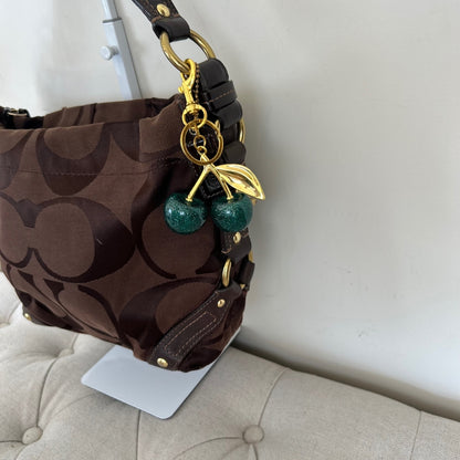 Coach Medium Zoe Chocolate Brown Signature Monogram Shoulder Bag J0826-12871