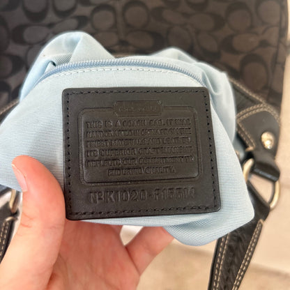 Coach Black Signature Monogram 3 Compartment Shoulder Bag K1020-F15514
