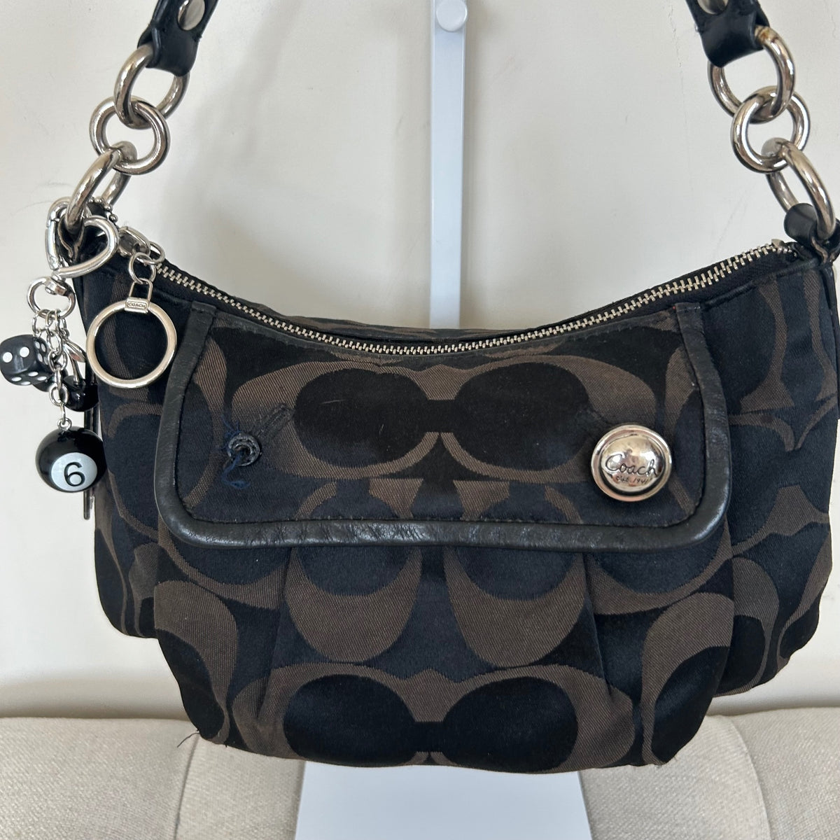 Coach Black Signature Monogram Mini Shoulder Bag Handbag Purse Y2K K0949-13833