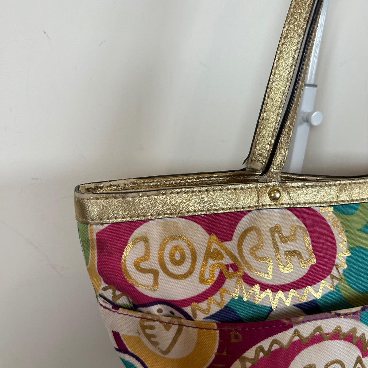 Coach Poppy Pink Graffiti Signature Tote Shoulder Bag M1205-F19434