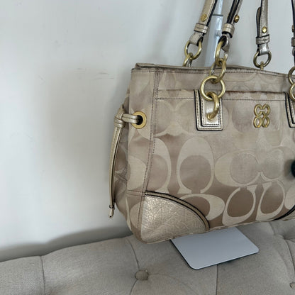 Coach Beige Monogram C 2 Compartment Shoulder Bag J1093-16475