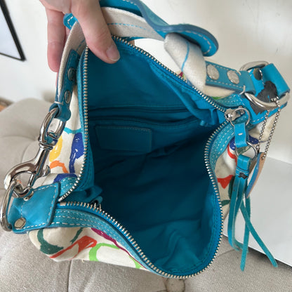 Coach Scribble White Patent Leather Hobo Shoulder Bag M04J-5657