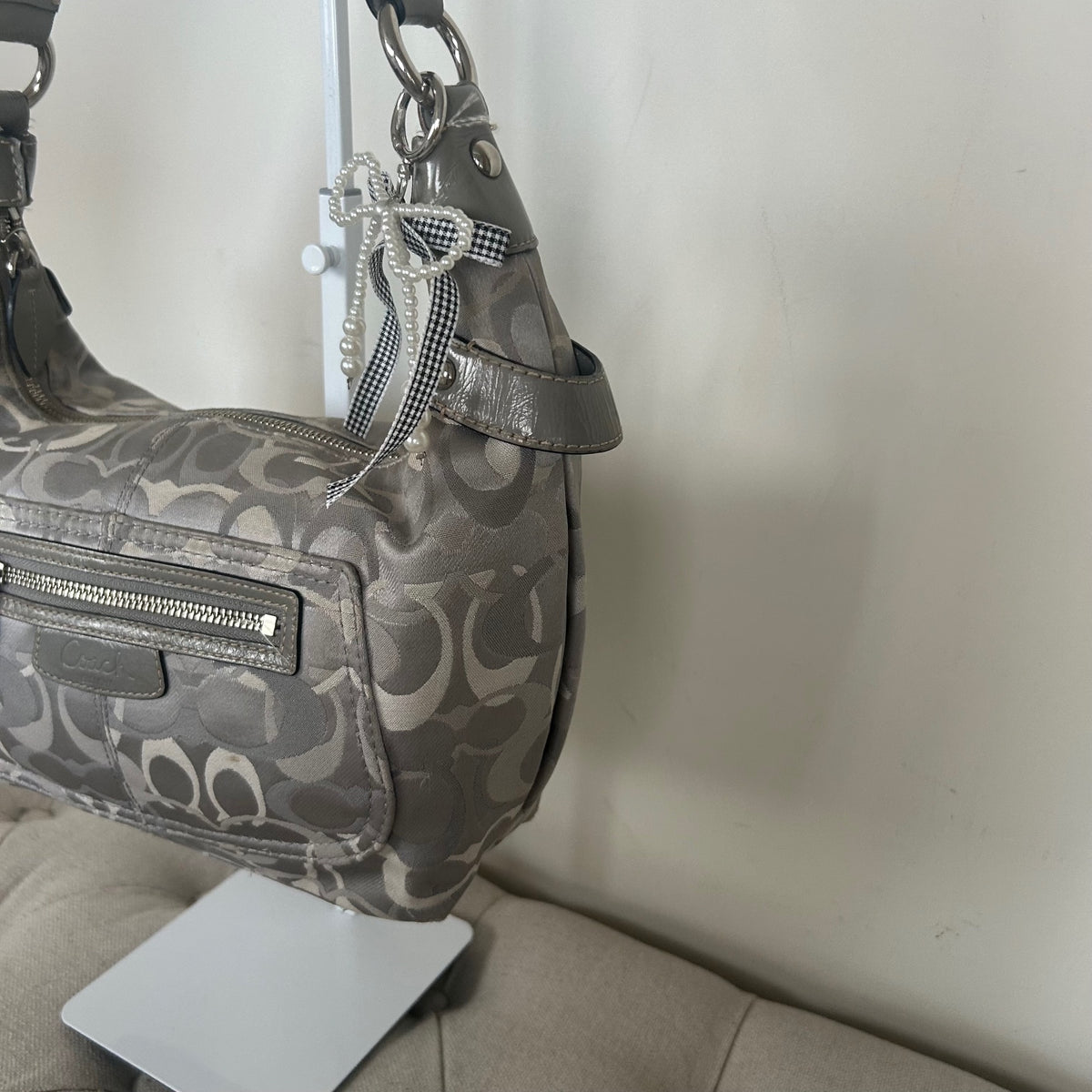 Coach Grey Optic Monogram Shoulder Bag D1063-F15654