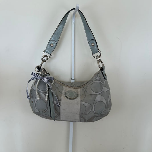 Coach Grey Monogram Convertible Stripe Shoulder Bag E1260-F19435