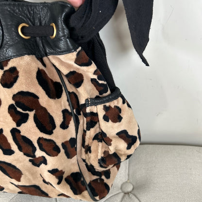 Vintage Y2K Juicy Couture Brown Leopard Print Velour Handbag