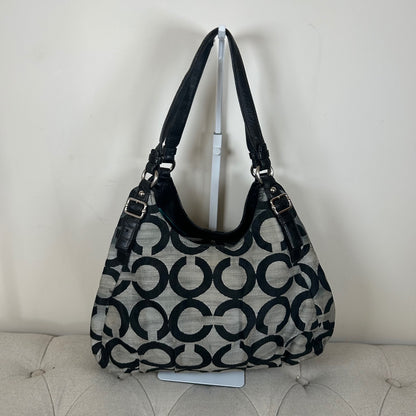 Coach Maggie Black OP Signature Monogram 3 Compartment Shoulder Bag E1120-F17020