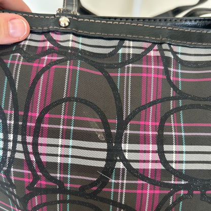 Coach Purple Black Plaid Tote Shoulder Bag H1194-F17712