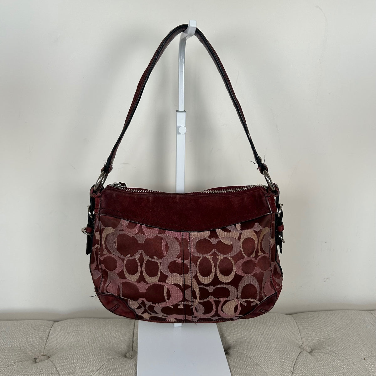 Coach Burgundy Optic Monogram Shoulder Bag D04J-7035