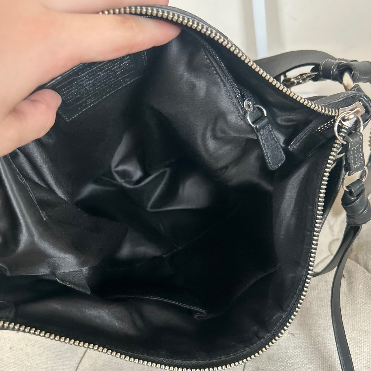 Coach Black Leather and Monogram Medium Slouchy Hobo Shoulder Bag E1281-F19740