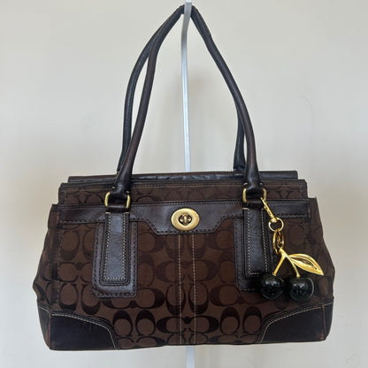Coach Hampton Chocolate Brown Signature Monogram Shoulder Bag E0773-11062