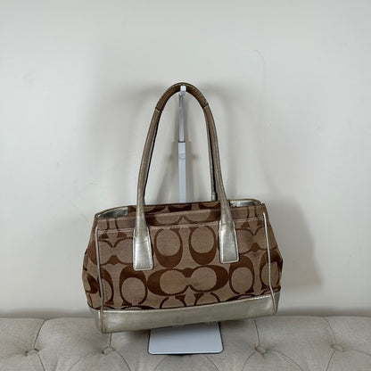 Coach Madeline Brown Monogram Shoulder Bag Silver Detail A0873-11557