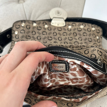 Guess Black & Grey Monogram Shoulder Bag