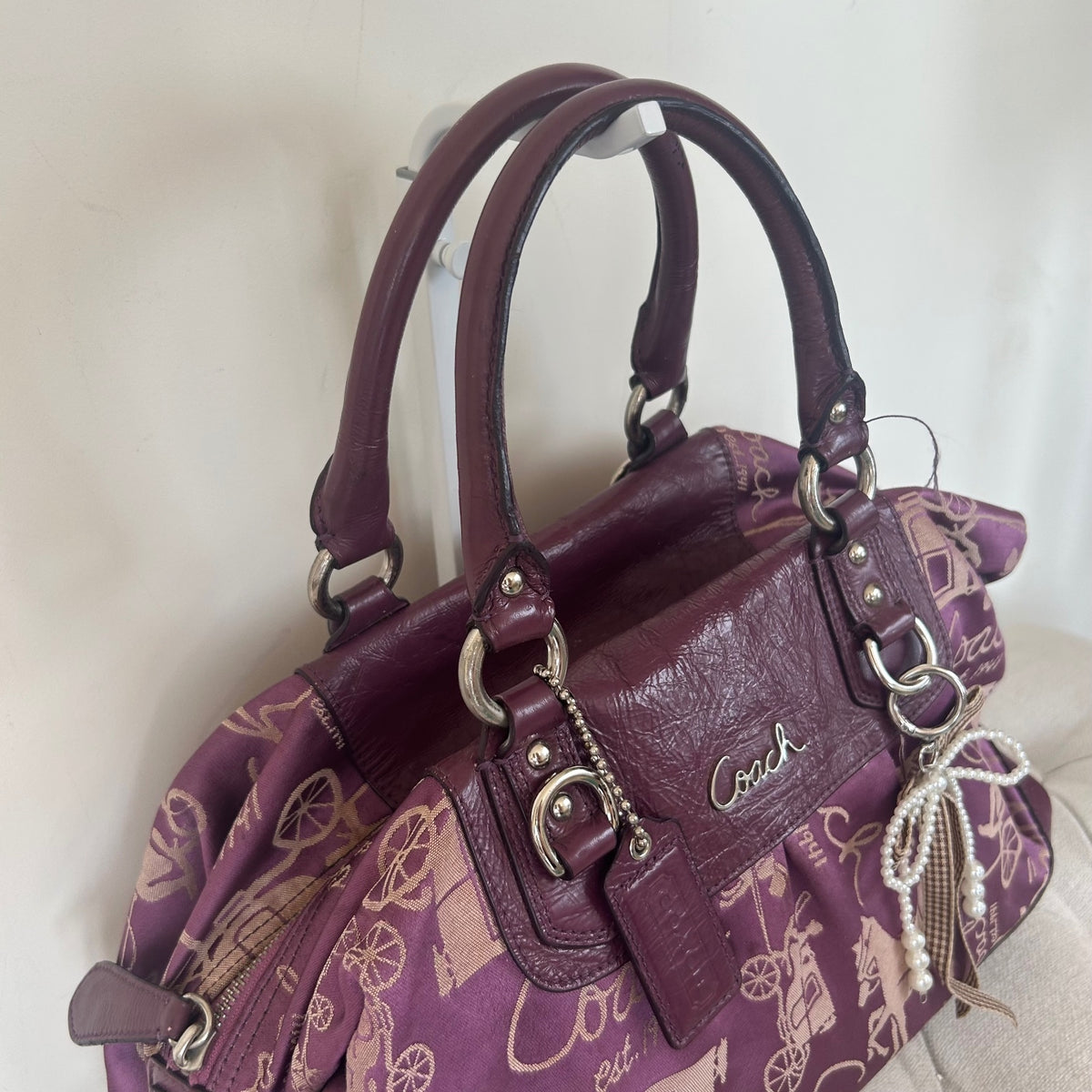 Coach Ashley Purple Horse & Carriage Shoulder Bag G1077-F15653