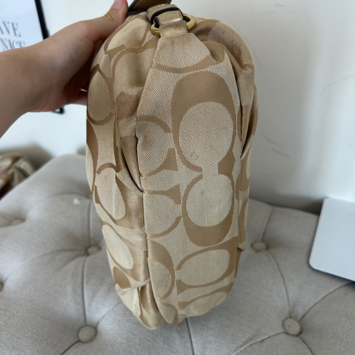 Coach Beige Monogram Convertible Shoulder Bag K1173-F15068