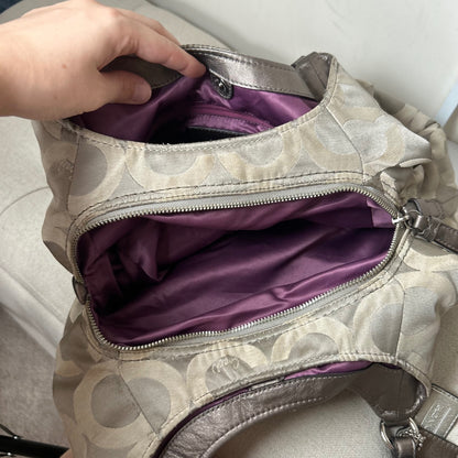 Coach Grey Signature Monogram 3 Compartment Shoulder Bag D1182-17689