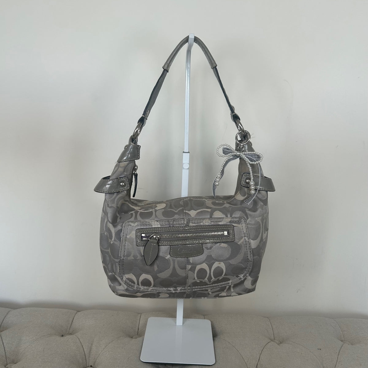 Coach Grey Optic Monogram Shoulder Bag D1063-F15654