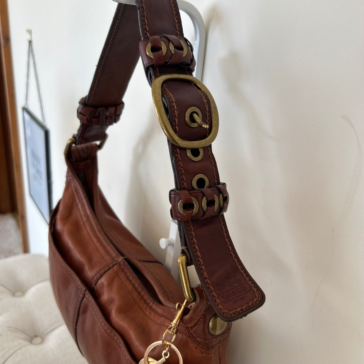 Coach Bleecker Laced Hobo Shoulder Bag Tan Brown Leather H0769-11416