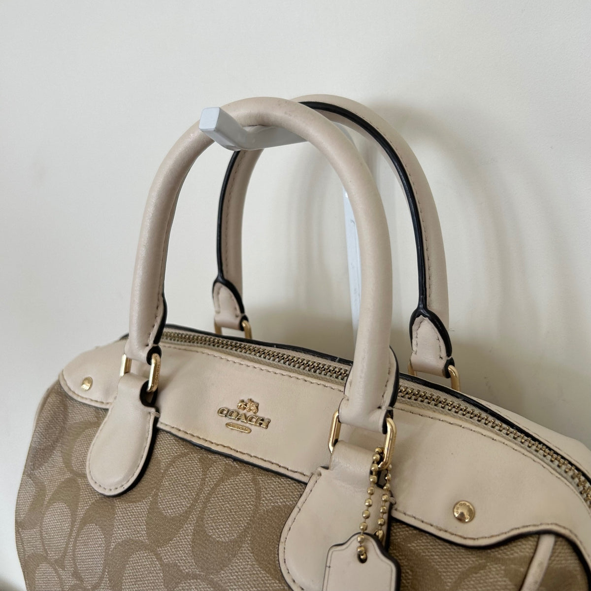 Coach Rowan Beige Mini Shoulder Bag Handbag Purse Gold Hardware H1780-F58312