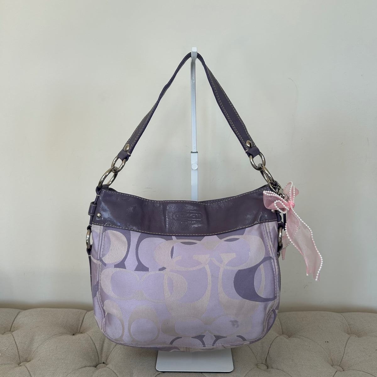 Coach Purple Optic Monogram Zoe Shoulder Bag L0967-F14711