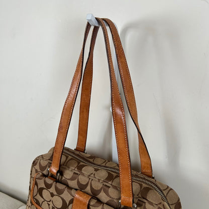 Coach Brown Monogram Front Buckle Satchel Shoulder Bag D04J-6846
