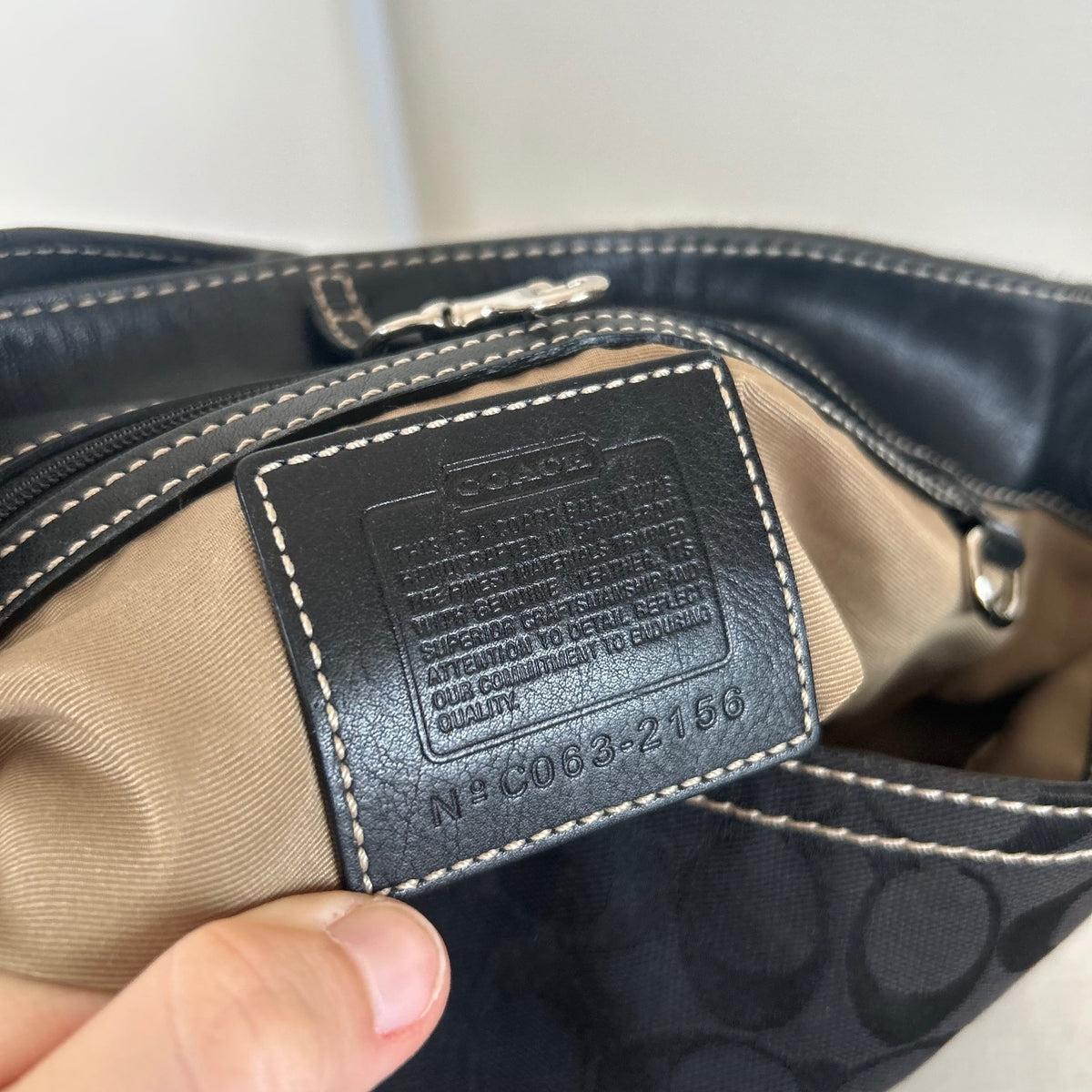 Coach Black Monogram & Leather Shoulder Bag C063-2156