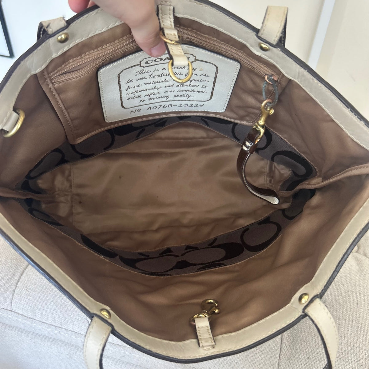 Coach Chocolate Brown Signature Monogram Stripe Tote Bag A0768-10124