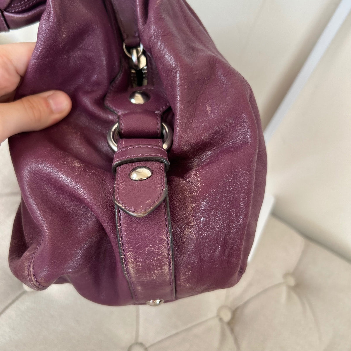Coach Purple Leather 3 Compartment Shoulder Bag D1082-14313