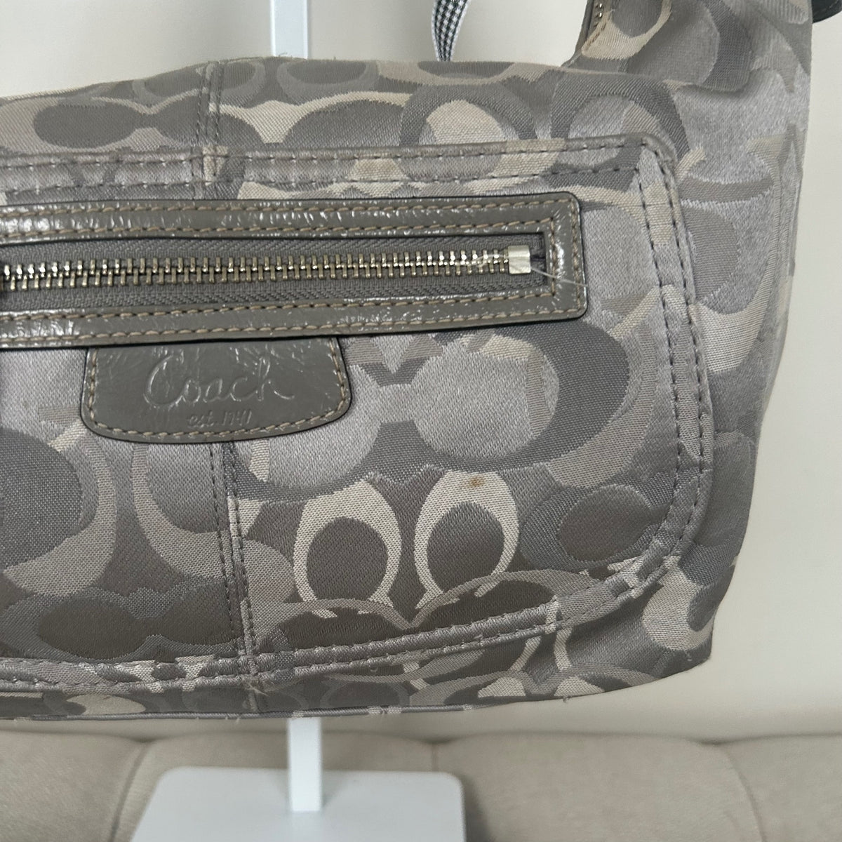 Coach Grey Optic Monogram Shoulder Bag D1063-F15654